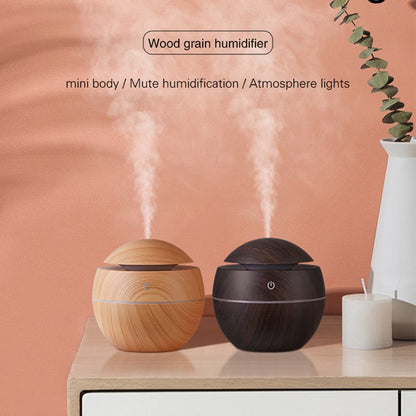 Wood Grain Ultrasonic Aroma Humidifier with LED Night Light