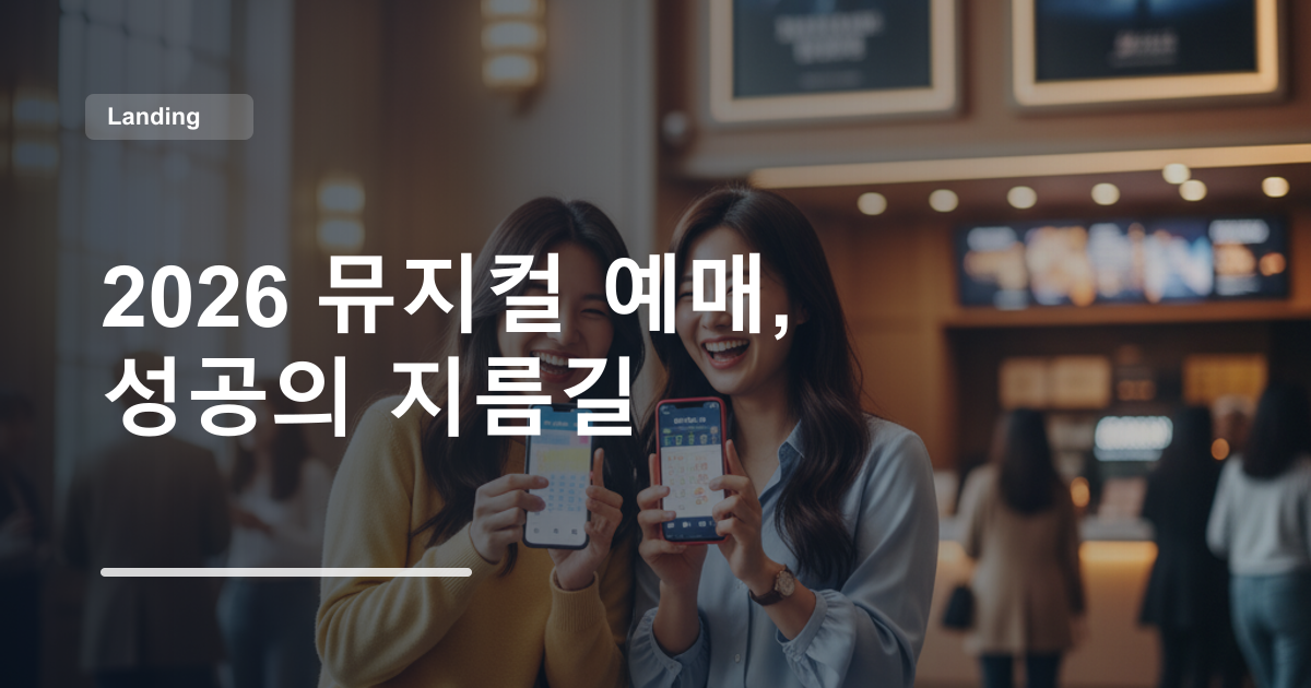 2026 뮤지컬 예매, 성공의 지름길