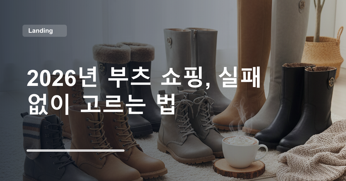 2026년 부츠 쇼핑, 실패 없이 고르는 법