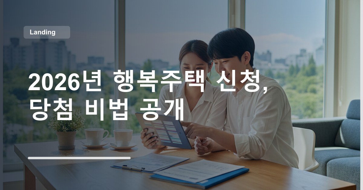 2026년 행복주택 신청, 당첨 비법 공개